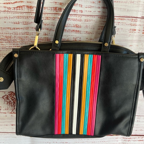 INC INTERNATIONAL CONCEPTS Multi Color Striped Satchel Purse - Picture 2 of 7